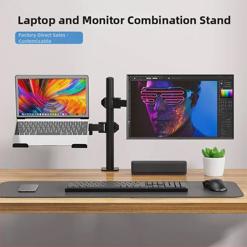 Suport universal pentru laptop și monitor, cu ridicare și rotire a ecranului – suport de birou pentru două monitoare, din plastic