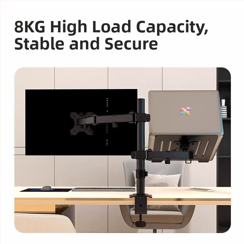 Suport universal pentru laptop și monitor, cu ridicare și rotire a ecranului – suport de birou pentru două monitoare, din plastic