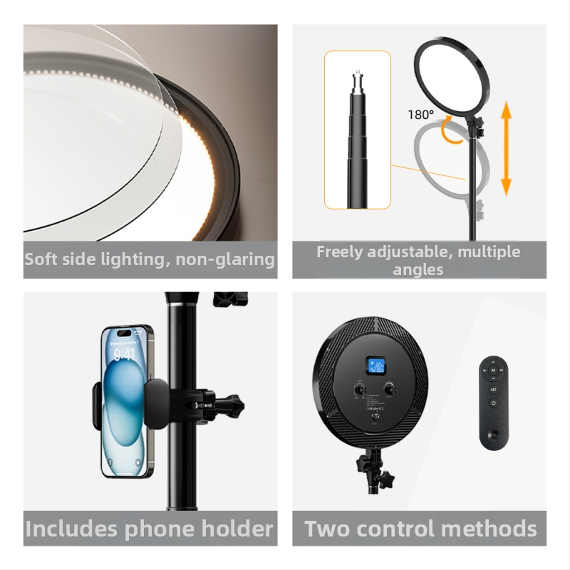 Lumină de fill pentru live streaming cu reglaj în mai multe trepte al temperaturii de culoare și al luminozității, model F-612, 20W, 24V, montaj vertical