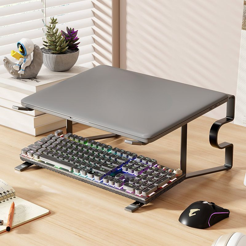 Raft de birou ridicat din oțel carbon, cu suport rotativ pentru tastatură și bază de răcire pentru laptop