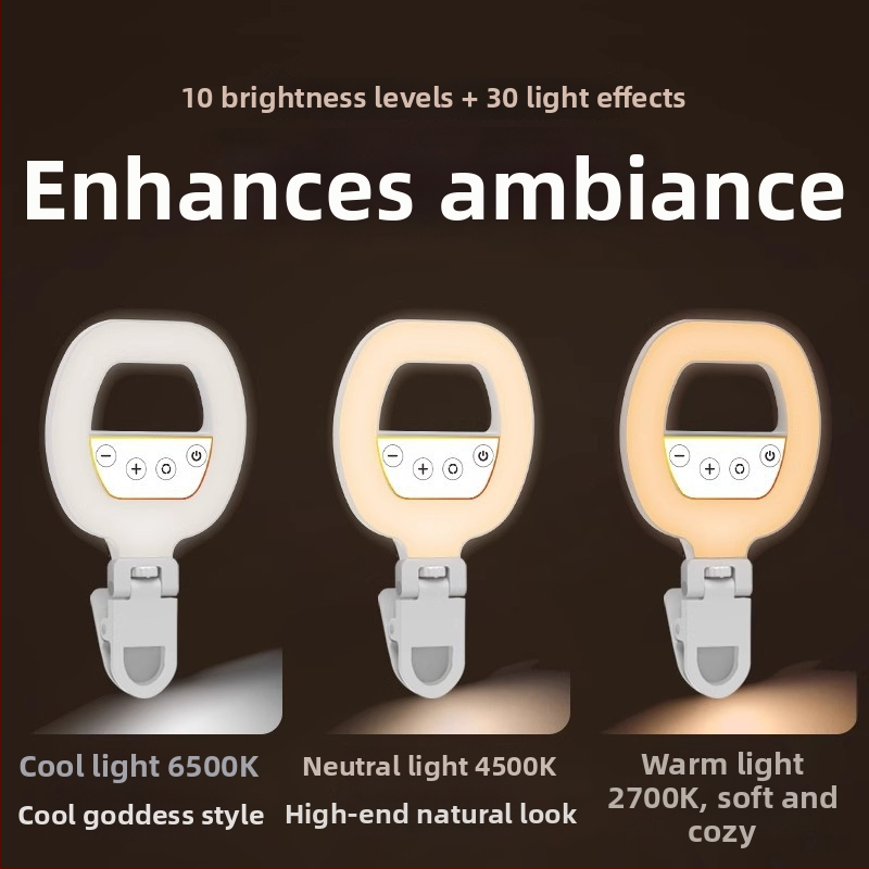 Profesionálne osvetľovacie svetlá pre fotografovanie pre mobily s doplnkovým svetlom na selfie — 220V, pod 10W, dosah 5 m, jas nastaviteľný, vyžaduje externé napájanie