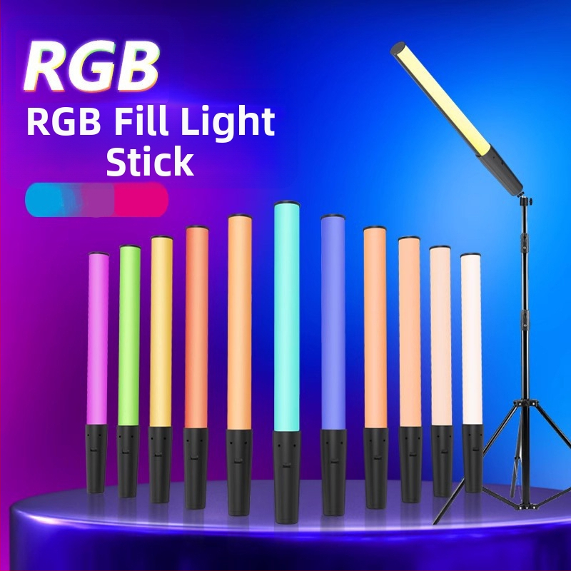 Prijenosno RGB svjetlo za fotografiju za beauty livestream – Model RGB-D6, 10W, E14 držač, ugrađena baterija, prilagodljiva jačina svjetla
