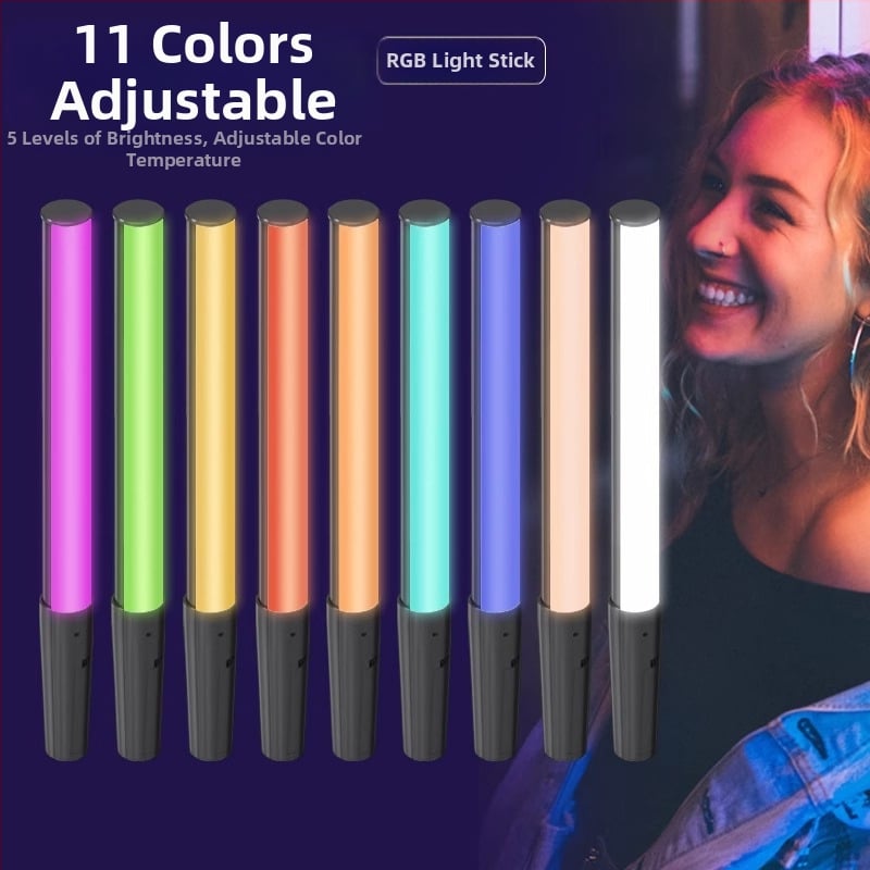 Prijenosno RGB svjetlo za fotografiju za beauty livestream – Model RGB-D6, 10W, E14 držač, ugrađena baterija, prilagodljiva jačina svjetla