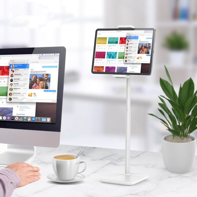 P29 Suport din aluminiu pentru telefon mobil și tabletă - cu ridicare, rotire și reglaj, stativ de birou