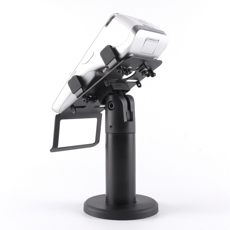 Suport POS pentru cititor de carduri și scanner — suport rotativ reglabil, model P01, material plastic + metal, 0,5 kg, montaj la birou