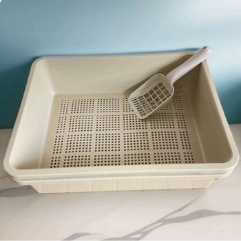 Litter box pentru pisici din plastic, cu lopățică inclusă, pentru pisici adulte, pachet de 10