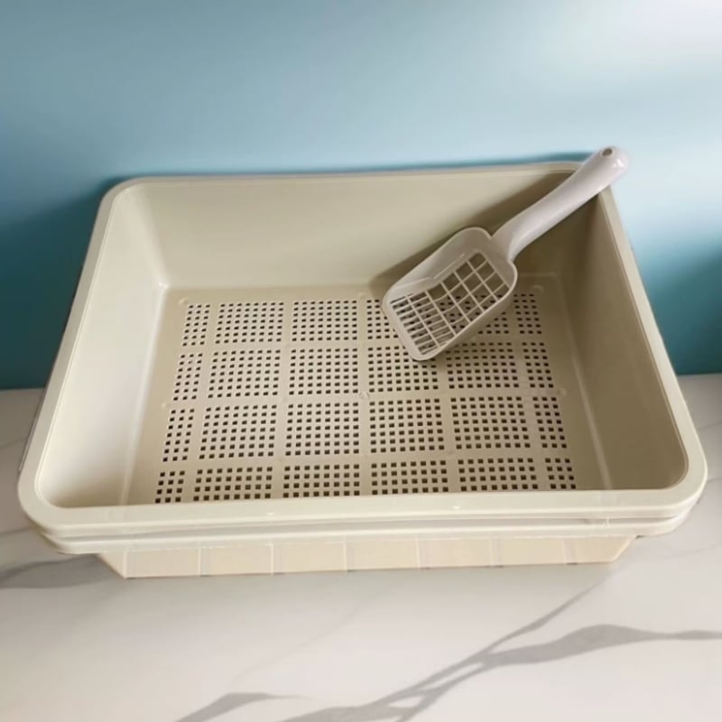Litter box pentru pisici din plastic, cu lopățică inclusă, pentru pisici adulte, pachet de 10