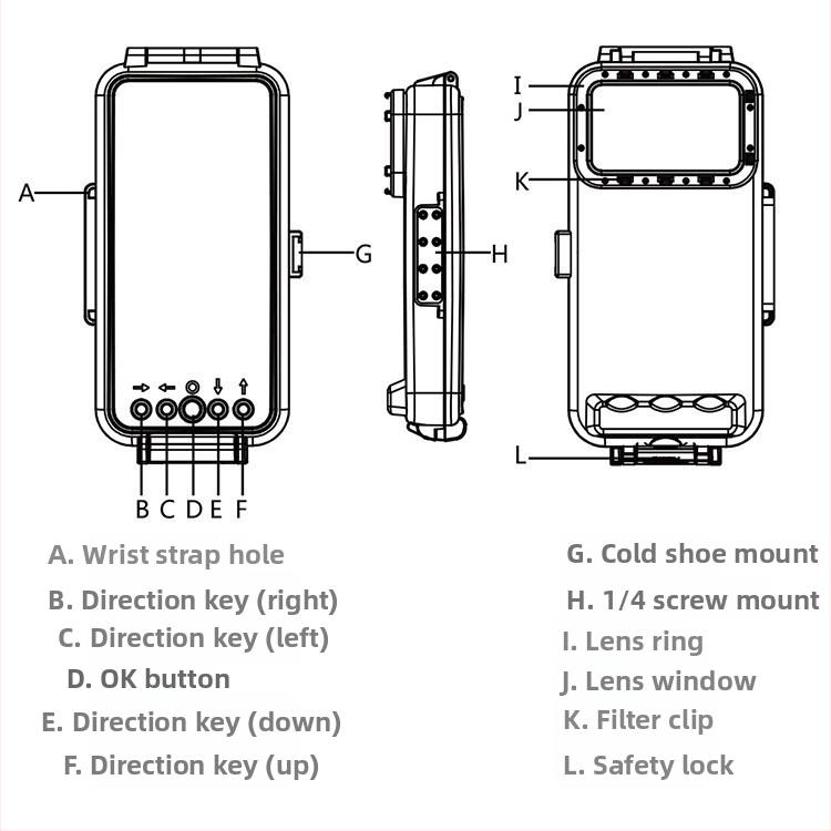 Niršanas tālruņa korpuss – ABS, Pu9010w, saderīgs ar iOS 13.0+, ūdensizturīgs līdz 45 m, ar logotipa pielāgošanas iespēju