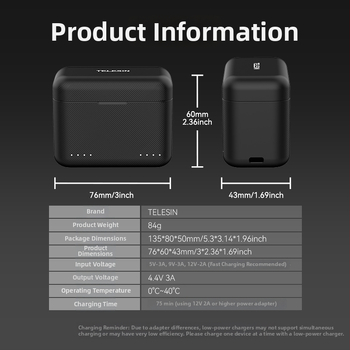 TELESIN Nabíjačka batérií pre Insta360 X4 s nabíjacím boxom a napájacím káblom, model S0-BCG-07-TIS, plast