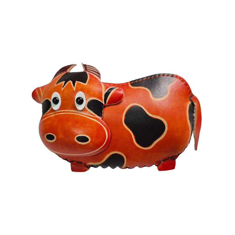 Novčanik od prve slojevine kože s torbicom za telefon — ručna izrada, ženski novčanik s karikaturama životinja, podstava od kože, izlazak jeseni 2025