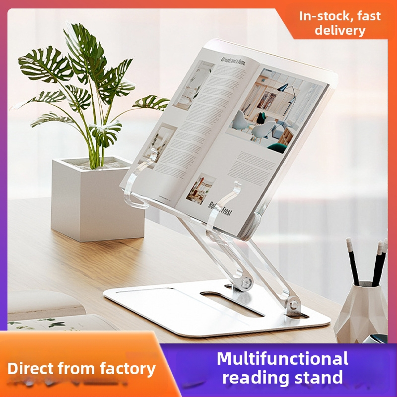 Stolný stojan na čítanie - hliníková zliatina + akryl; univerzálny pre knihy/tablety/laptopy; model A-7; hmotnosť 930 g; skladací dizajn