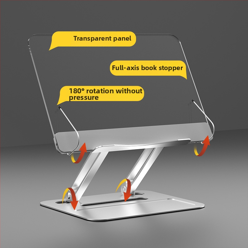 Stolný stojan na čítanie - hliníková zliatina + akryl; univerzálny pre knihy/tablety/laptopy; model A-7; hmotnosť 930 g; skladací dizajn
