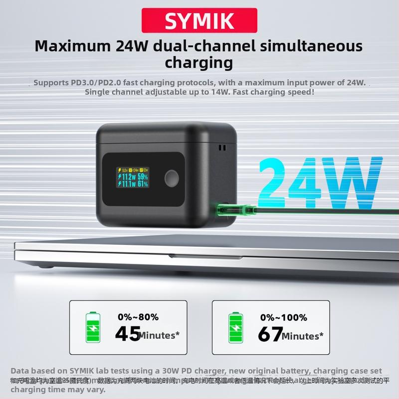 Symik Shadowstone Insta360 X5 batériový nabíjací box, USB-C, 14W na kanál, 24W maximum, PC telo, model X5dcl