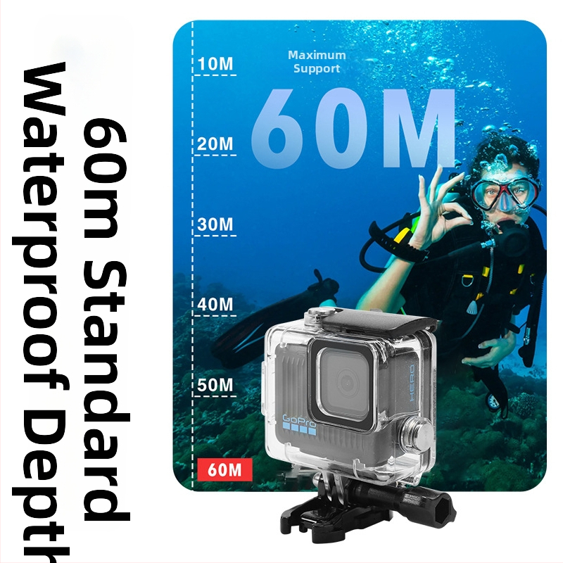 Vodootporna kutija GoPro Hero | Prozirna, dubina do 60 m, Materijal: PC + kaljeno staklo (Materijal: PC + kaljeno staklo; Kompatibilnost: GOPRO HERO; Logo: prilagodljiv)
