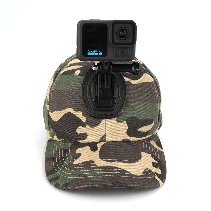 Koplo pălărie pentru GoPro camere sportive, camuflaj pentru pescuit în aer liber, material bumbac, logo imprimat, include pălărie, șurub și suport tip J
