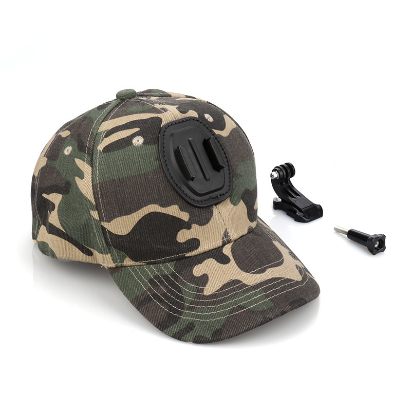 Koplo pălărie pentru GoPro camere sportive, camuflaj pentru pescuit în aer liber, material bumbac, logo imprimat, include pălărie, șurub și suport tip J