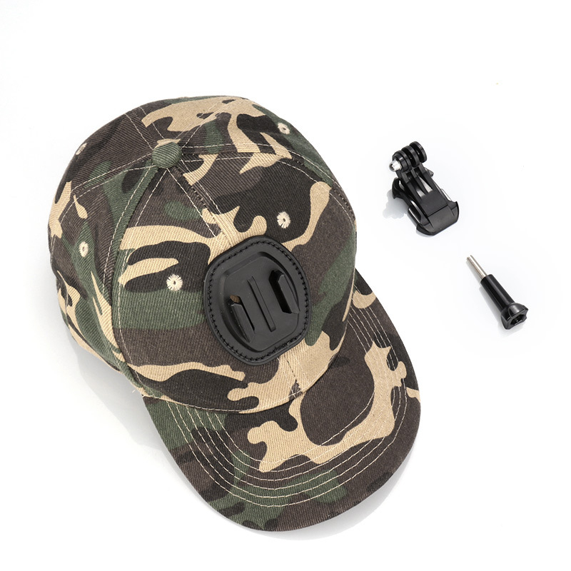 Koplo pălărie pentru GoPro camere sportive, camuflaj pentru pescuit în aer liber, material bumbac, logo imprimat, include pălărie, șurub și suport tip J