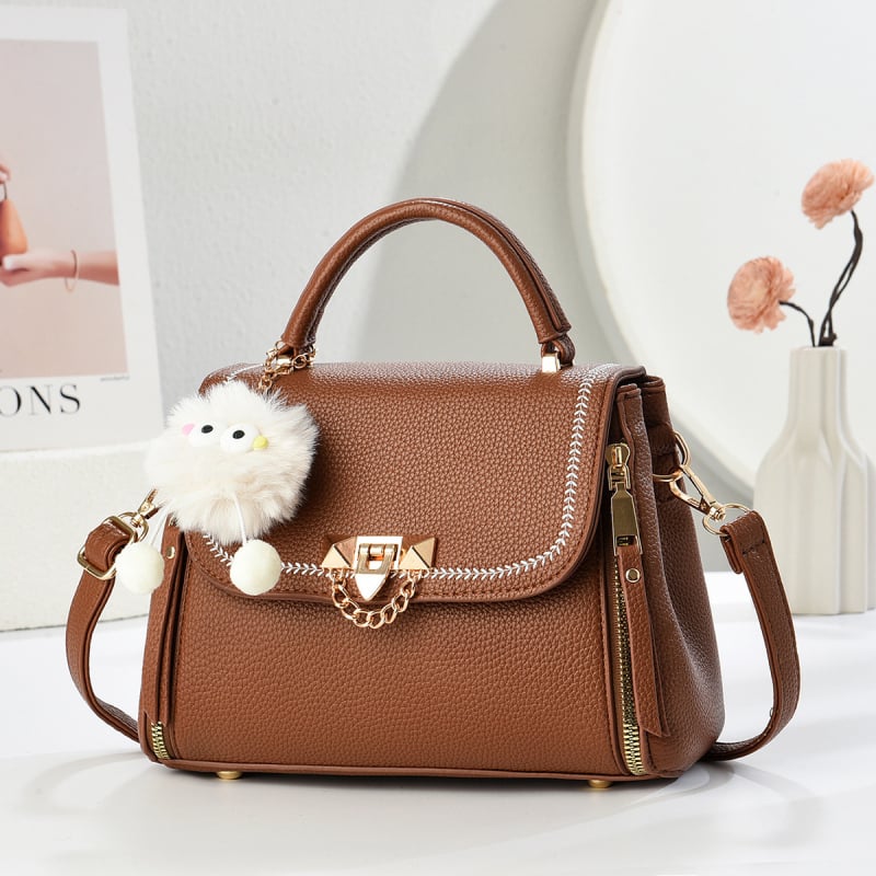 Geantă mică pătrată din PU cu capacitate mare, stil urban minimalist, închidere cu capac, buzunar interior laminat cu fermoar, compartiment interior