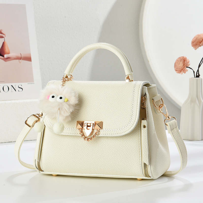 Geantă mică pătrată din PU cu capacitate mare, stil urban minimalist, închidere cu capac, buzunar interior laminat cu fermoar, compartiment interior