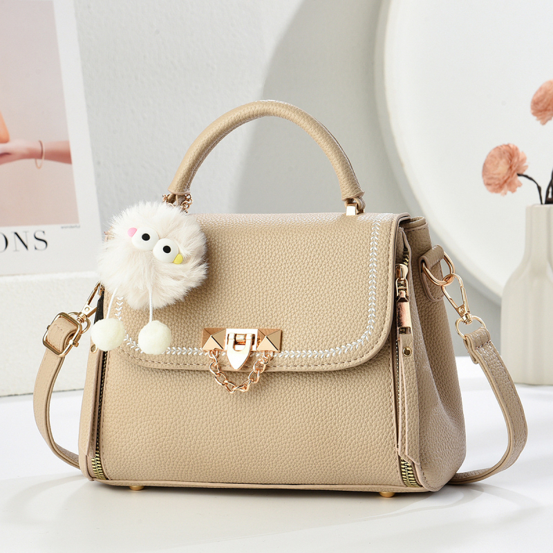 Geantă mică pătrată din PU cu capacitate mare, stil urban minimalist, închidere cu capac, buzunar interior laminat cu fermoar, compartiment interior