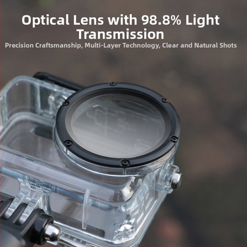 Vodotesný ochranný kryt pre DJI Action6 do hĺbky 60 m; materiál: tvrdené sklo + 316 nerezová oceľ; balenie obsahuje kryt, skrutku, základňu; prispôsobenie loga dostupné