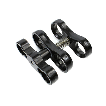 Clip fluture din aliaj de aluminiu pentru iluminat la scufundări – cu două găuri, cap dublu cu bile, încărcare 2–5 kg, pentru echipament de fotografiere subacvat cu suport dublu de mână