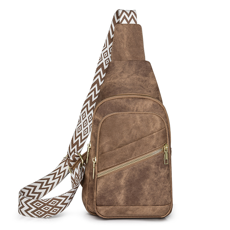 Ženska retro crossbody torba, PU koža, ljeto 2024, zatvaranje zipom, podstava od poliestera, unutarnji džep sa zatvaračem