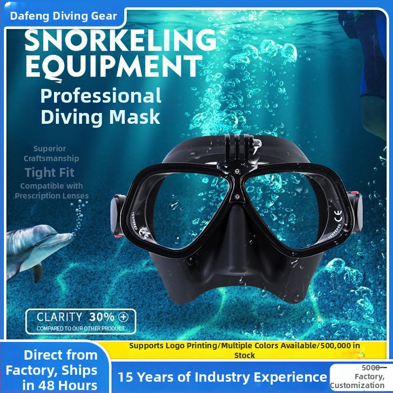 Täiskasvanute vabase sukeldumismask sportkaamera hoidja ja dioptriliste läätsedega ühilduvus, silikoon + PC