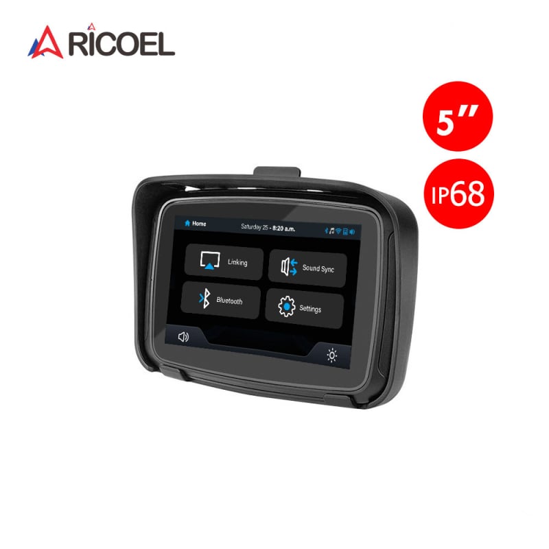 Motociklo GPS navigacija belaidžiu CarPlay/Android Auto ir Bluetooth, Gaode žemėlapiai, 3D žemėlapiai ir balso navigacija