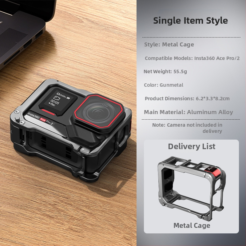 Ochranný rám z hliníkovej zliatiny pre Insta360 Ace Pro 2 — Kovový Rabbit Cage, hmotnosť 83,8 g, kód AC2002, Uvedenie 2024