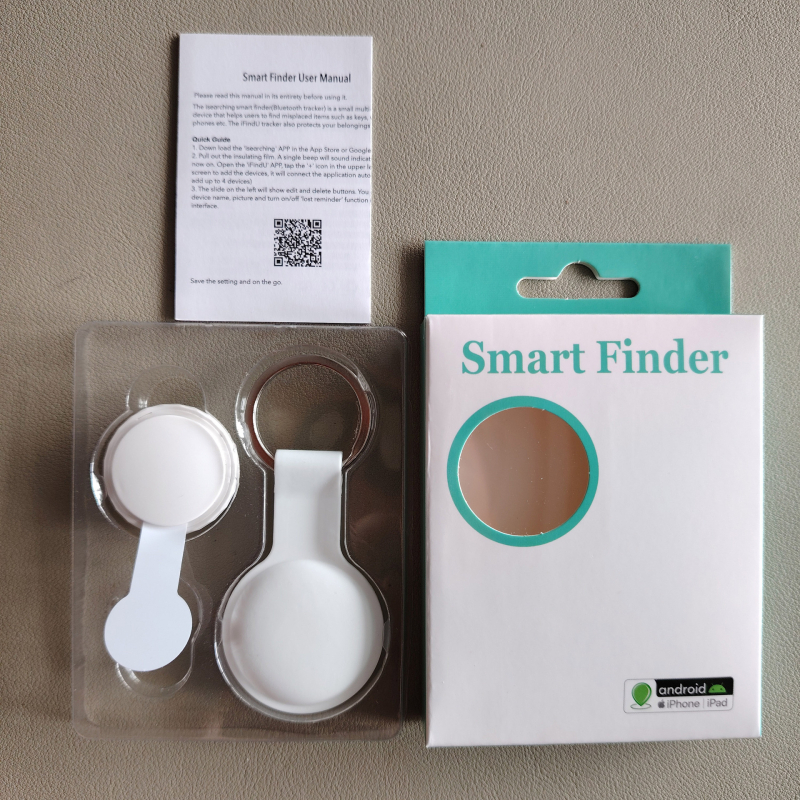 Pametni Bluetooth lokator ključeva, domet 15 m, 230 mAh baterija, dimenzije 31x31x9 mm, težina 9 g, ABS materijal, kompatibilan s Androidom i iOS-om
