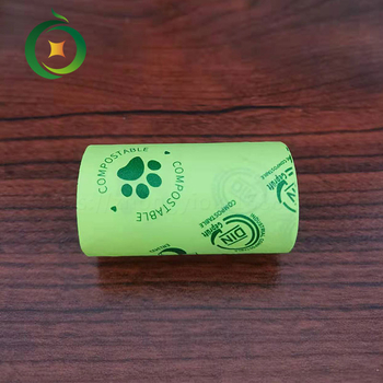 Biodegradable és compostable háziállatürülék-zacskók, tekercses kivitel, vastagított, PLA+PBAT+kukoricaszárított keményítő keverék