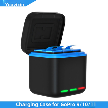 GoPro nabíjacia krabička na batériu, 3-kanálová, kompatibilná s HERO9-12, PC+ABS, potlačené logo