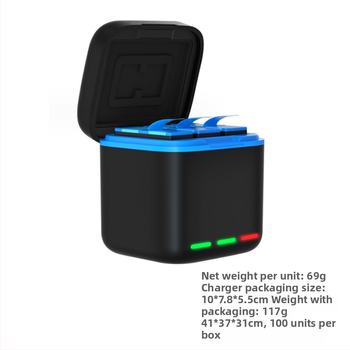 GoPro nabíjacia krabička na batériu, 3-kanálová, kompatibilná s HERO9-12, PC+ABS, potlačené logo