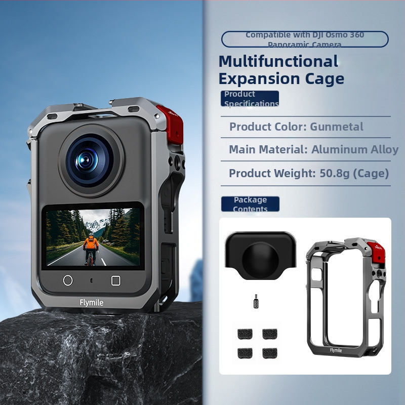 Ochranný rám pre DJI Osmo 360 – hliníková zliatina + silikónové krytie objektívu, 78,7 g, Obsahuje: kovový rám Rabbit Cage a kryt objektívu