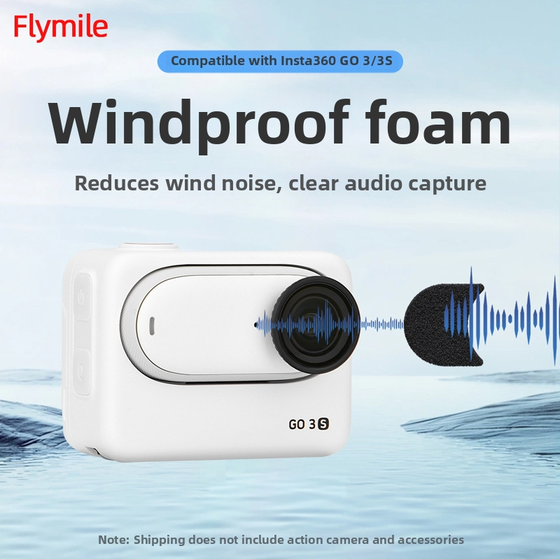 Suderinama su Insta360 Go3S - skaidrus vėjo atsparus dangtelis garso įrašymui su triukšmo mažinimu – Go3 priedas