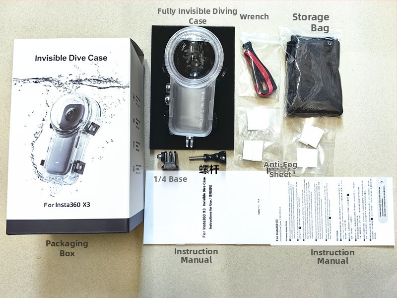 Carcasă de scufundare pentru insta360 X3 de Futaihong; Material: PC + oțel inoxidabil + acrilic; Logo personalizabil