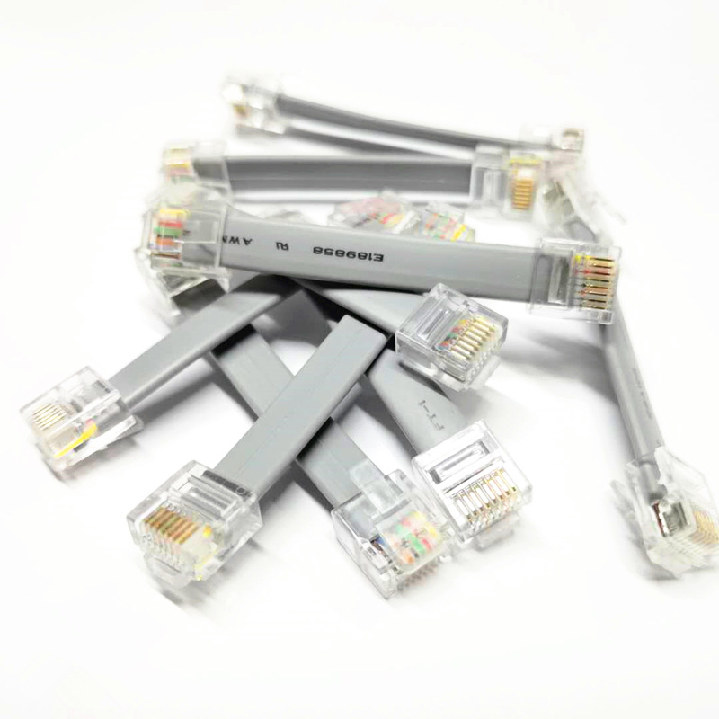 8-jezgreni plosnati Ethernet kabel, 8P8C, plosnati višestruki kabel s RJ45 konektorima, kratko tijelo