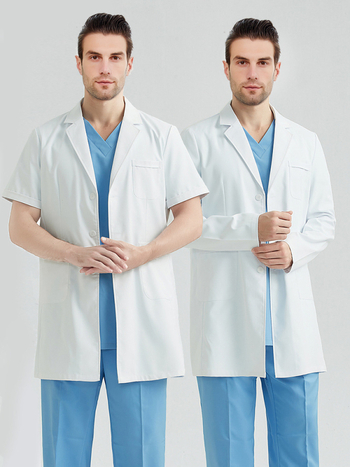 Elegant heart Antistatický zdravotný plášť pre unisex - dlhé rukávy, golier typu saka, vlhkosťou odvádzajúca tkanina polyester/bavlna