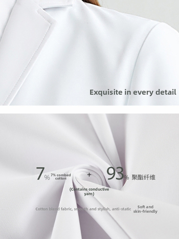 Elegant heart Antistatický zdravotný plášť pre unisex - dlhé rukávy, golier typu saka, vlhkosťou odvádzajúca tkanina polyester/bavlna