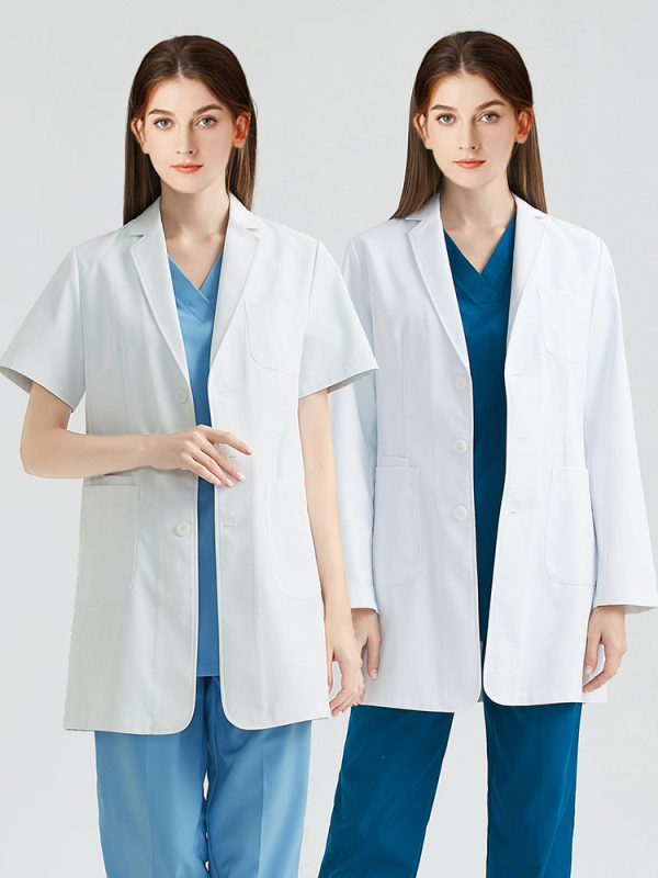 Elegant heart Antistatický zdravotný plášť pre unisex - dlhé rukávy, golier typu saka, vlhkosťou odvádzajúca tkanina polyester/bavlna