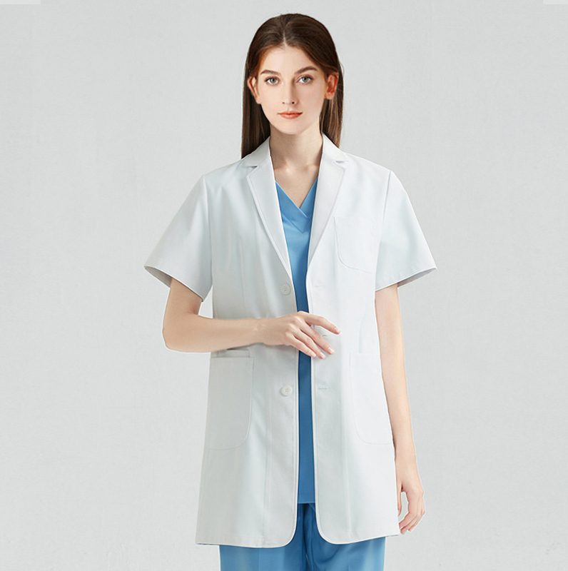 Elegant heart Antistatický zdravotný plášť pre unisex - dlhé rukávy, golier typu saka, vlhkosťou odvádzajúca tkanina polyester/bavlna