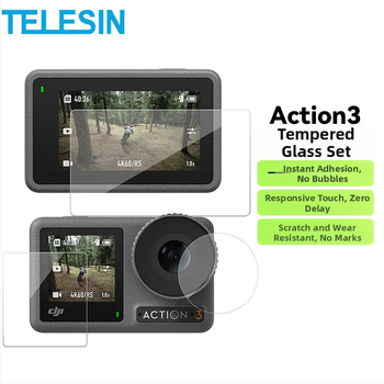 TELESIN tvrdené filmové ochranné sklo pre DJI Action 3/4 – kompatibilné s DJI Action 3/4, materiál: tvrdený film, balenie obsahuje tvrdený film a alkoholovú vrecko