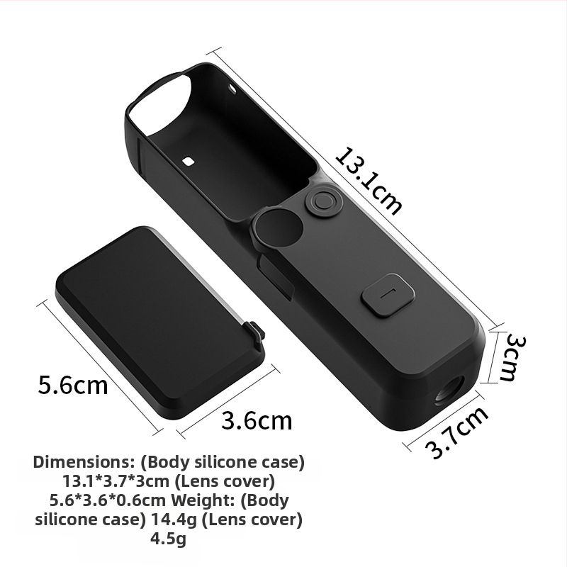 Siliconové puzdro pre DJI Pocket 3; Materiál: silikón; Tlač loga: prispôsobiteľná; Balenie: silikónové puzdro + TPE taška
