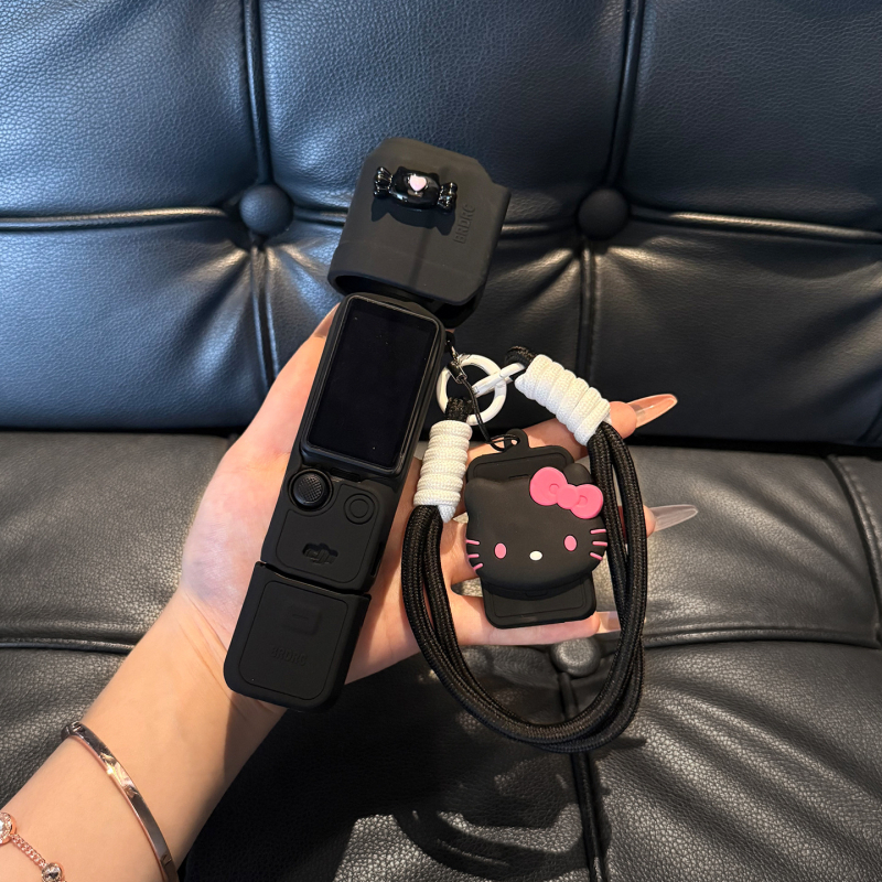 Θήκη προστασίας από σιλικόνη για DJI Pocket 3 με χαριτωμένο σχέδιο γάτας — προστασία γκαμπίλ και σώματος κάμερας από κρούσεις