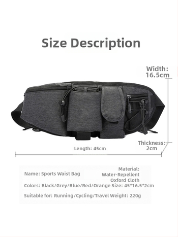 Sportska torbica u struku za bocu vode za vanjske sportove, najlon, vodootporna, proširiva, unisex, QISE