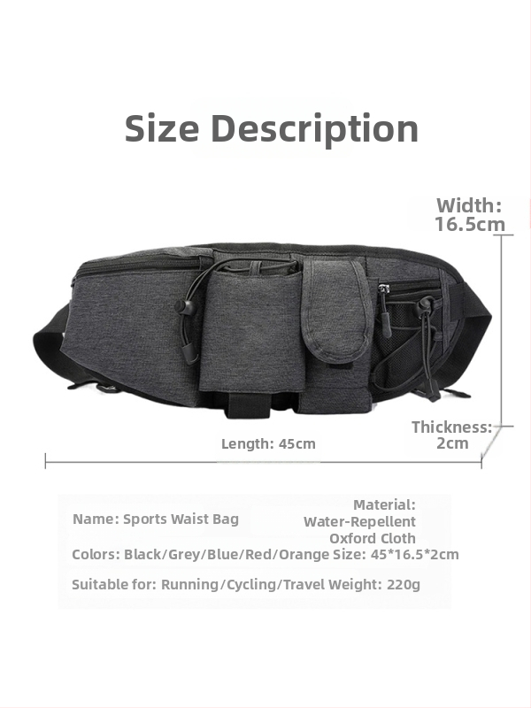 Sportska torbica u struku za bocu vode za vanjske sportove, najlon, vodootporna, proširiva, unisex, QISE