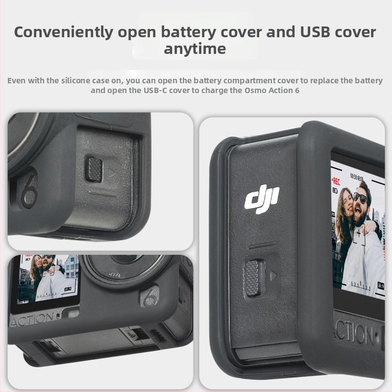 Silikónový ochranný kryt pre DJI Action 6, značky Strange Leaves; model: DJI Action 6; materiál: silikón