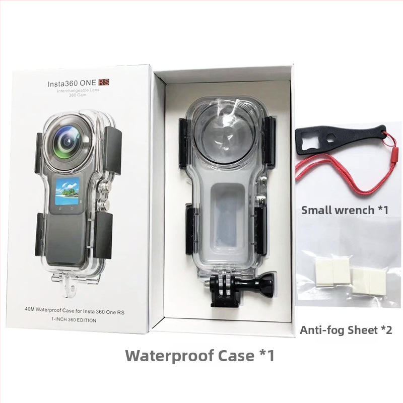 Podvodný kryt pre Insta360 One RS 1.0-inch Leica panoramatickú kameru — vodotesný do 40 m, korozióne odolný PC + optické sklo šošovky (hĺbka 40 m; PC odolný voči korózii; optické sklo šošovky)