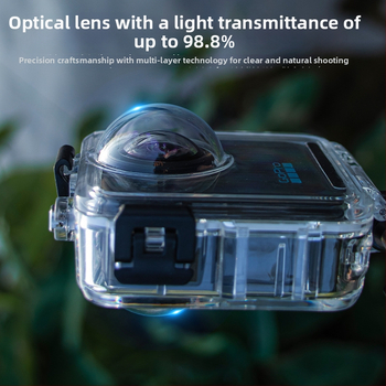 Vodotesná skriňa pre Gopro Max2 panoramatickú akčnú kameru – optické sklo, PC a nerezová oceľ